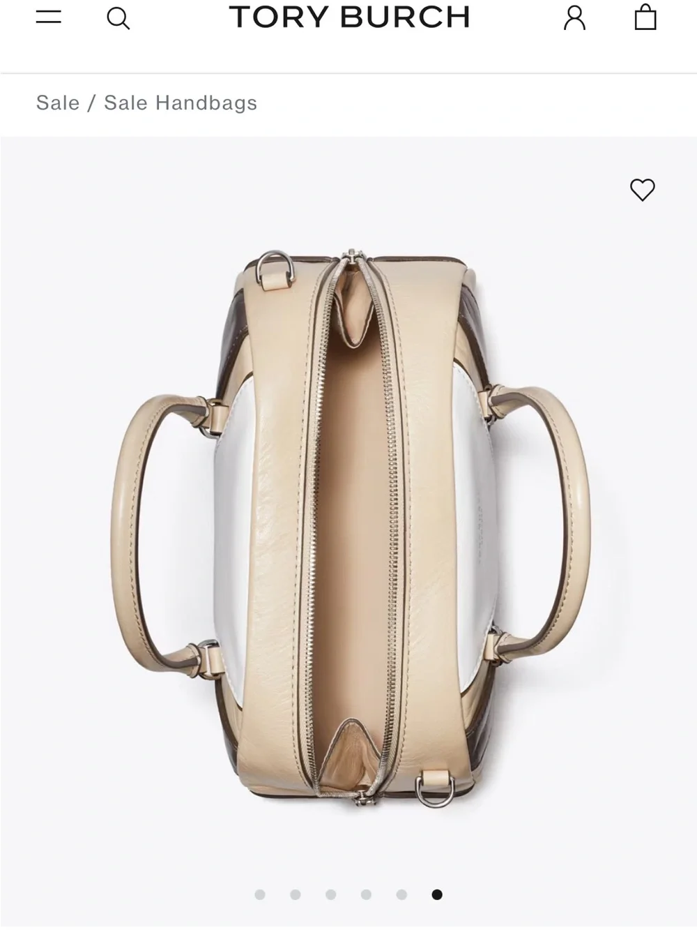 Tory Burch Tricolor Dome Satchel in Cream, White & Taupe